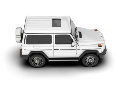 Beyaz SUV arka planda izole edildi. 3d görüntüleme - illüstrasyon