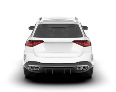 Beyaz SUV arka planda izole edildi. 3d görüntüleme - illüstrasyon