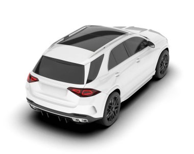 Beyaz SUV arka planda izole edildi. 3d görüntüleme - illüstrasyon