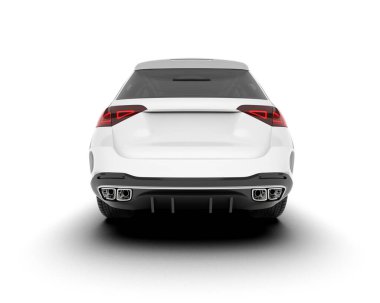 Beyaz SUV arka planda izole edildi. 3d görüntüleme - illüstrasyon