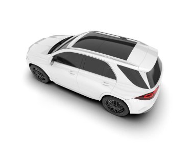 Beyaz SUV arka planda izole edildi. 3d görüntüleme - illüstrasyon