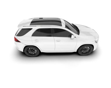 Beyaz SUV arka planda izole edildi. 3d görüntüleme - illüstrasyon