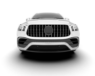 Beyaz SUV arka planda izole edildi. 3d görüntüleme - illüstrasyon