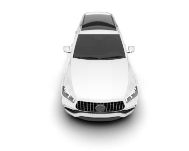 Beyaz SUV arka planda izole edildi. 3d görüntüleme - illüstrasyon