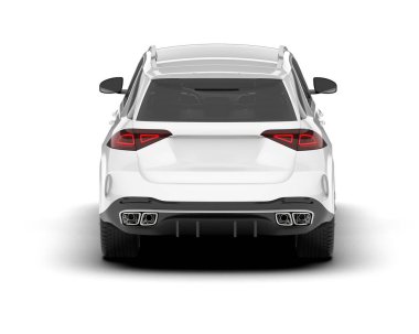 Beyaz SUV arka planda izole edildi. 3d görüntüleme - illüstrasyon