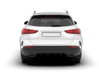Beyaz SUV arka planda izole edildi. 3d görüntüleme - illüstrasyon
