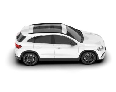 Beyaz SUV arka planda izole edildi. 3d görüntüleme - illüstrasyon