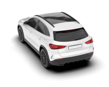 Beyaz SUV arka planda izole edildi. 3d görüntüleme - illüstrasyon