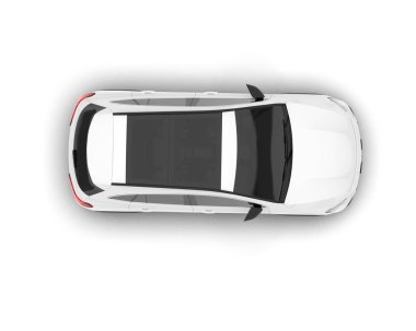 Beyaz SUV arka planda izole edildi. 3d görüntüleme - illüstrasyon