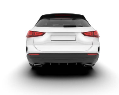 Beyaz SUV arka planda izole edildi. 3d görüntüleme - illüstrasyon