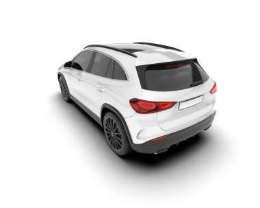Beyaz SUV arka planda izole edildi. 3d görüntüleme - illüstrasyon