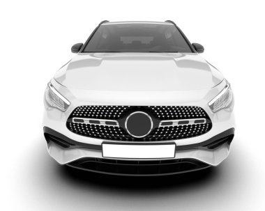 Beyaz SUV arka planda izole edildi. 3d görüntüleme - illüstrasyon