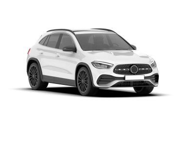 Beyaz SUV arka planda izole edildi. 3d görüntüleme - illüstrasyon