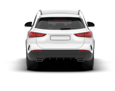 Beyaz SUV arka planda izole edildi. 3d görüntüleme - illüstrasyon