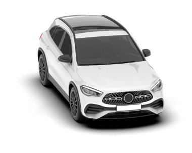 Beyaz SUV arka planda izole edildi. 3d görüntüleme - illüstrasyon