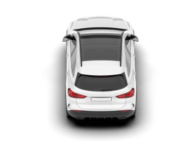 Beyaz SUV arka planda izole edildi. 3d görüntüleme - illüstrasyon