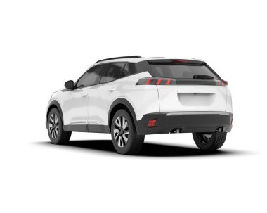 Beyaz SUV arka planda izole edildi. 3d görüntüleme - illüstrasyon