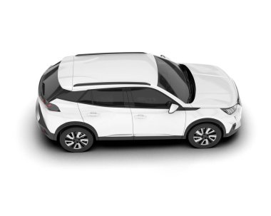 Beyaz SUV arka planda izole edildi. 3d görüntüleme - illüstrasyon