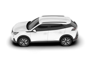 Beyaz SUV arka planda izole edildi. 3d görüntüleme - illüstrasyon