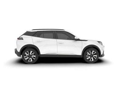 Beyaz SUV arka planda izole edildi. 3d görüntüleme - illüstrasyon