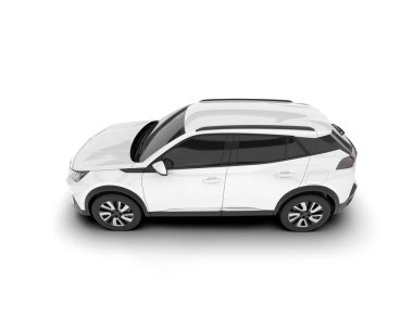 Beyaz SUV arka planda izole edildi. 3d görüntüleme - illüstrasyon