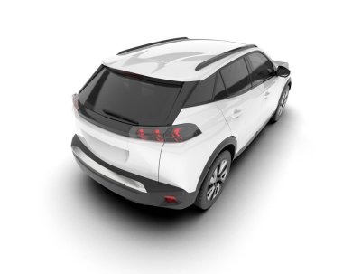 Beyaz SUV arka planda izole edildi. 3d görüntüleme - illüstrasyon