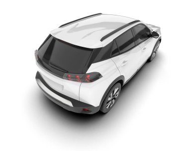 Beyaz SUV arka planda izole edildi. 3d görüntüleme - illüstrasyon