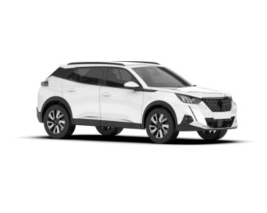 Beyaz SUV arka planda izole edildi. 3d görüntüleme - illüstrasyon