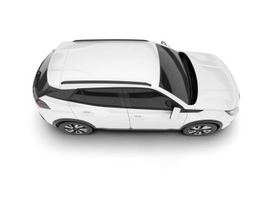 Beyaz SUV arka planda izole edildi. 3d görüntüleme - illüstrasyon