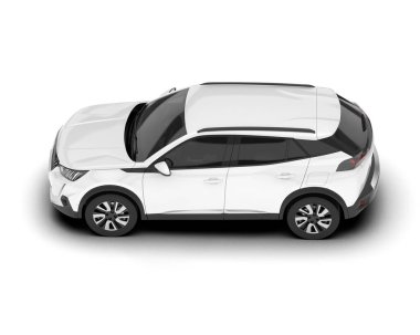 Beyaz SUV arka planda izole edildi. 3d görüntüleme - illüstrasyon