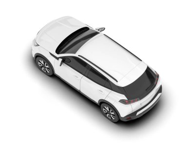 Beyaz SUV arka planda izole edildi. 3d görüntüleme - illüstrasyon