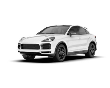 Beyaz SUV arka planda izole edildi. 3d görüntüleme - illüstrasyon