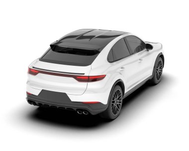 Beyaz SUV arka planda izole edildi. 3d görüntüleme - illüstrasyon