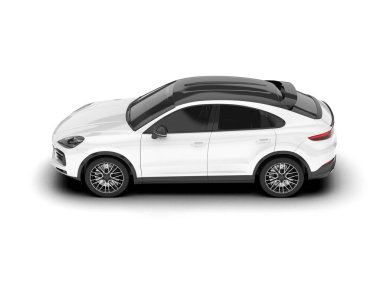 Beyaz SUV arka planda izole edildi. 3d görüntüleme - illüstrasyon