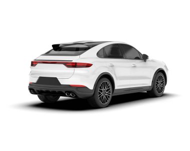Beyaz SUV arka planda izole edildi. 3d görüntüleme - illüstrasyon