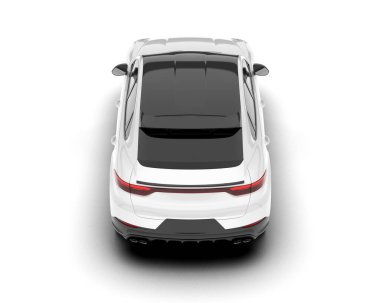 Beyaz SUV arka planda izole edildi. 3d görüntüleme - illüstrasyon