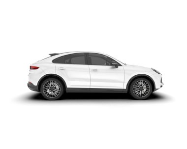 Beyaz SUV arka planda izole edildi. 3d görüntüleme - illüstrasyon