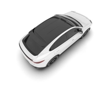 Beyaz SUV arka planda izole edildi. 3d görüntüleme - illüstrasyon