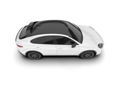 Beyaz SUV arka planda izole edildi. 3d görüntüleme - illüstrasyon