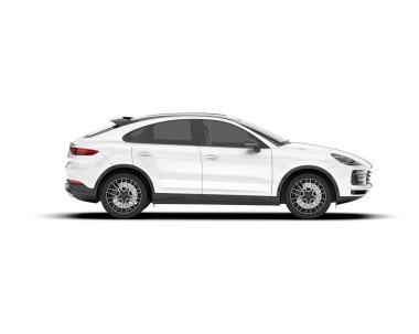Beyaz SUV arka planda izole edildi. 3d görüntüleme - illüstrasyon