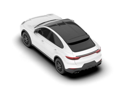 Beyaz SUV arka planda izole edildi. 3d görüntüleme - illüstrasyon
