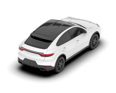 Beyaz SUV arka planda izole edildi. 3d görüntüleme - illüstrasyon