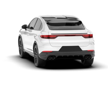 Beyaz SUV arka planda izole edildi. 3d görüntüleme - illüstrasyon