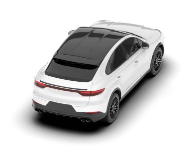 Beyaz SUV arka planda izole edildi. 3d görüntüleme - illüstrasyon