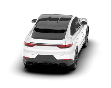 Beyaz SUV arka planda izole edildi. 3d görüntüleme - illüstrasyon
