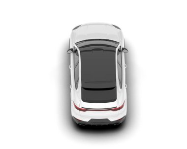 Beyaz SUV arka planda izole edildi. 3d görüntüleme - illüstrasyon