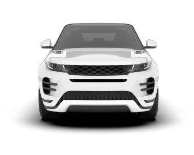 Beyaz SUV arka planda izole edildi. 3d görüntüleme - illüstrasyon