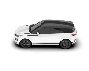 Beyaz SUV arka planda izole edildi. 3d görüntüleme - illüstrasyon