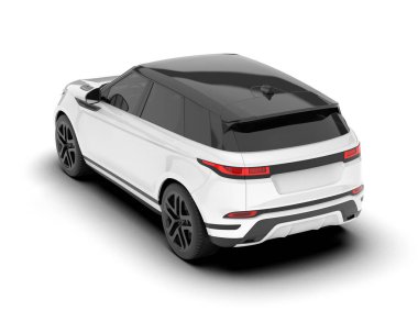Beyaz SUV arka planda izole edildi. 3d görüntüleme - illüstrasyon