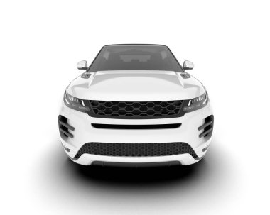 Beyaz SUV arka planda izole edildi. 3d görüntüleme - illüstrasyon